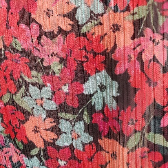 Calvin Klein Womens Size 14 Dress Floral Crinkle Chiffon Long Puff Sleeve - Picture 7 of 7